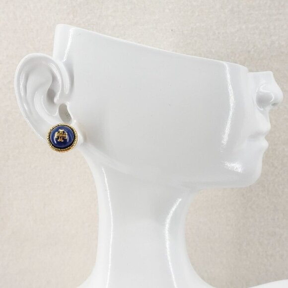 Tory Burch Rope Pearl Stud Earrings Navy Blue OS - Picture 7 of 12